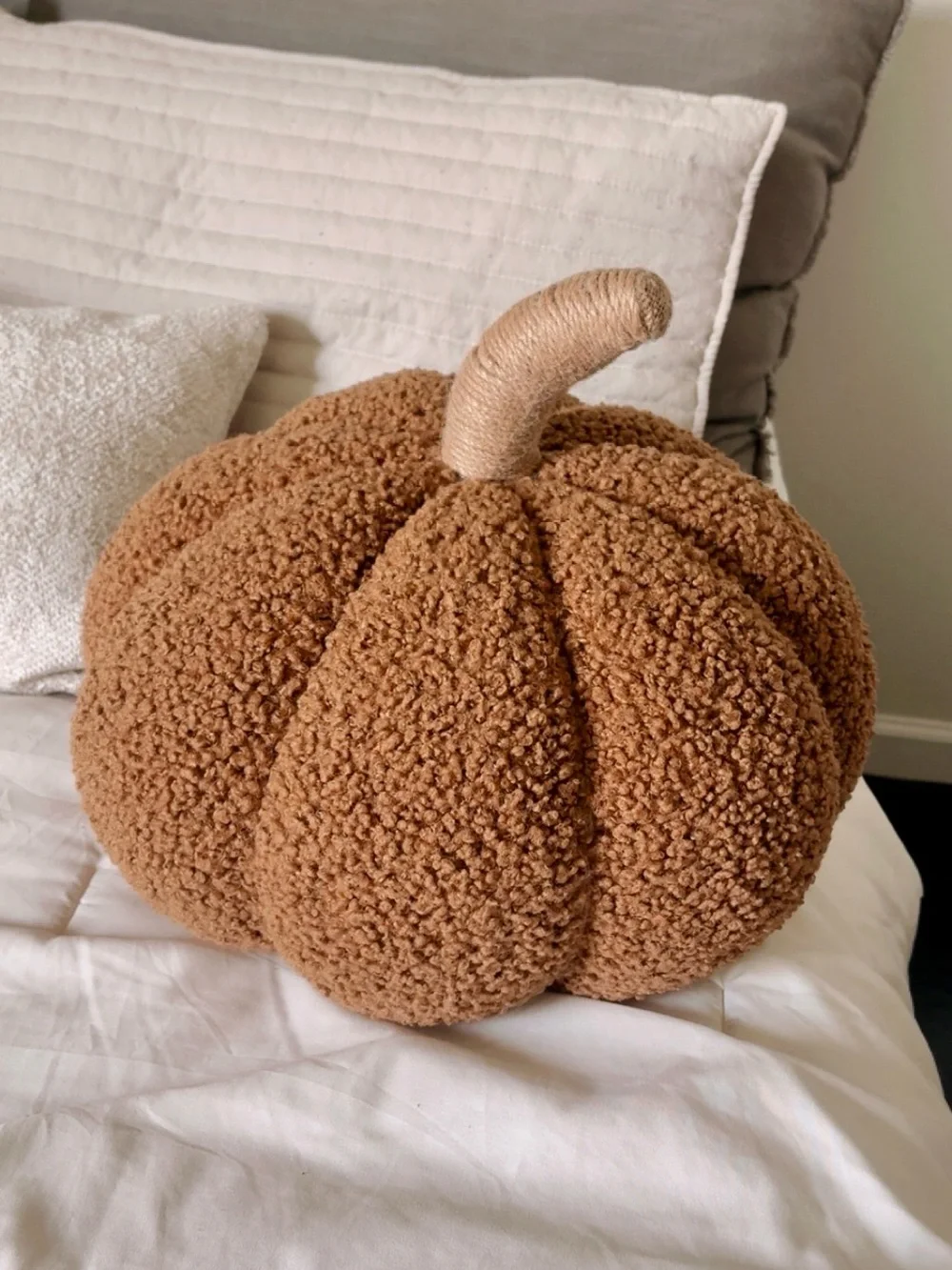 Pottery Barn Sherpa Textured Brown/ tobacco Plush Pumpkin Decor pillow